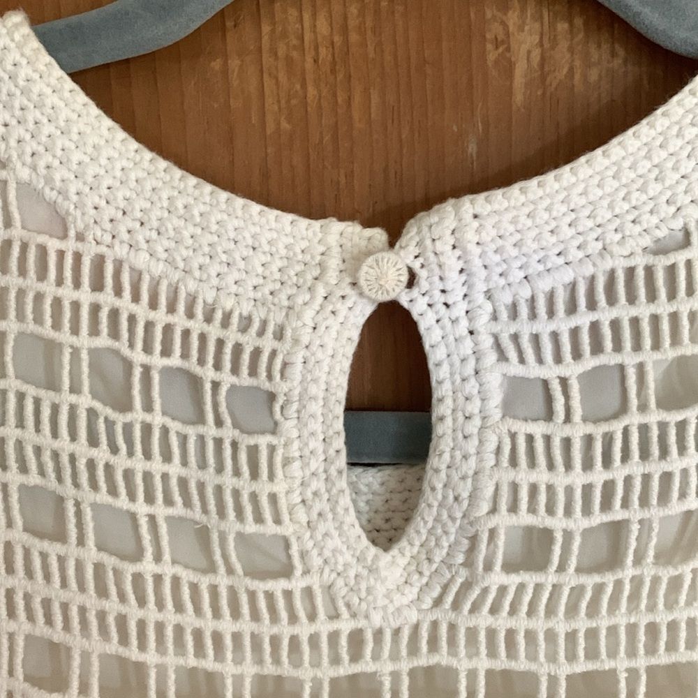 Tory Burch white crocheted short sleeve shift dress - Picture 11 of 12